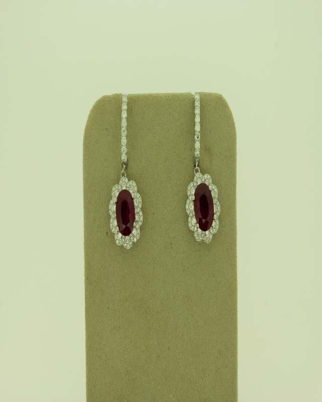 18KW RUBY & DIAMOND EARRINGS